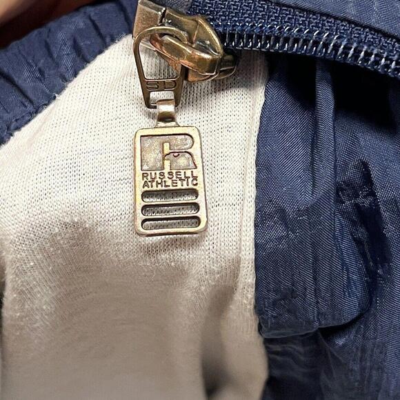 Vintage Russell Athletic Windbreaker Full Zip Jacket Navy Blue Maroon Track Sz L - Picture 6 of 10